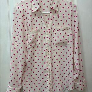 Express Cream Blouse with Pink Polka Dots